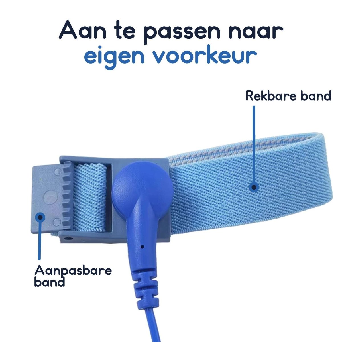 Ibley Antistatische ESD polsband blauw - Statische ontlading - Reparatie armband - Voor gevoelige elektronica - Ibley