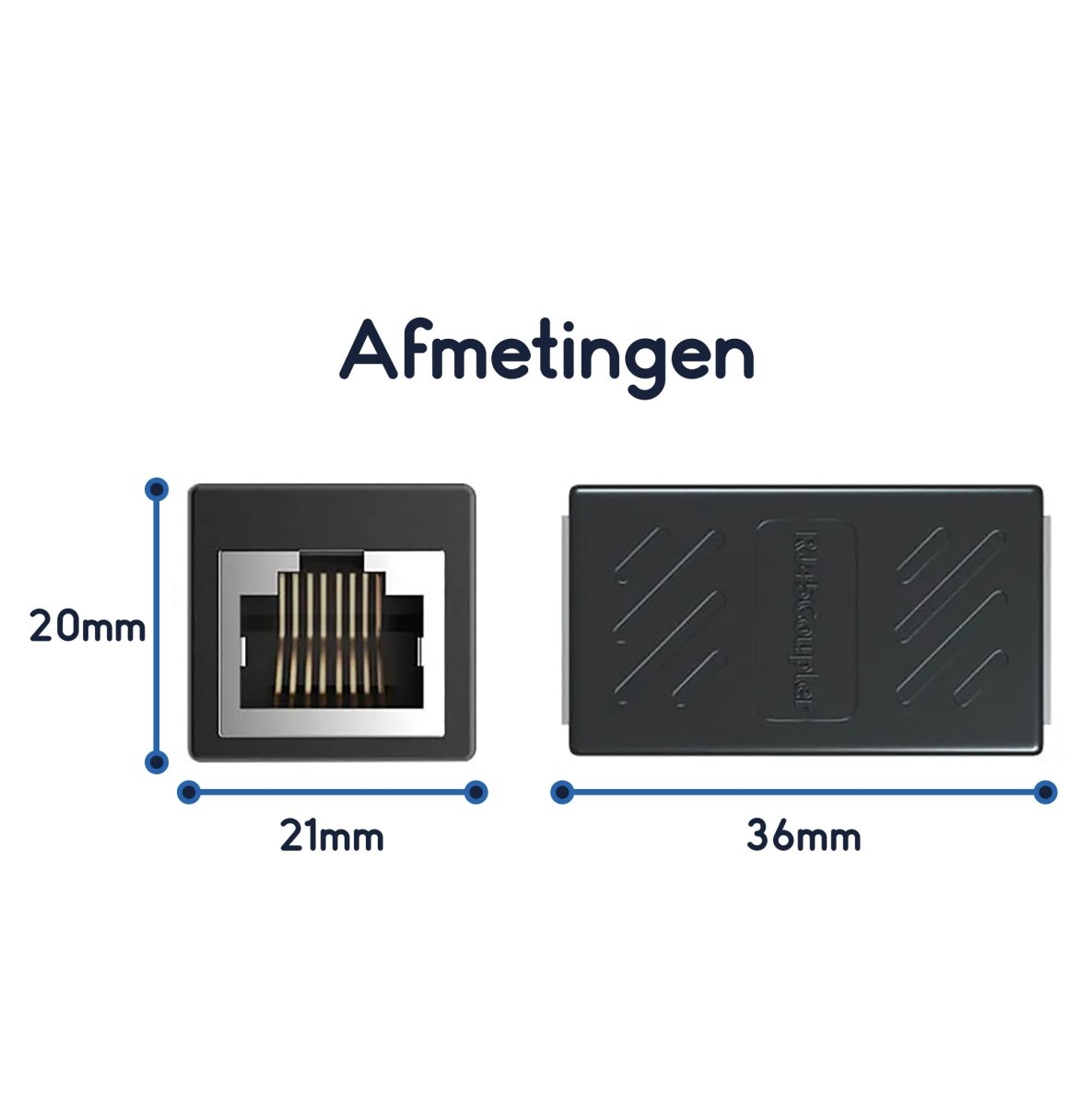 Ibley LAN netwerk internetkabel koppelstuk blauw - RJ45 verlengstuk - UTP kabel koppelstuk - Ethernet female to female adapter - 10/100/1000/2500/10000 Mbps - CAT7 - Ibley