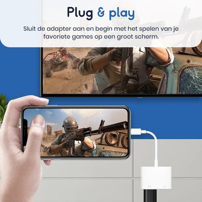 Ibley Lightning naar HDMI adapter 1080p voor iPhone en iPad wit