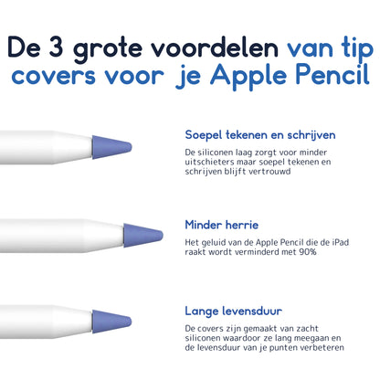 Ibley Pencil tip cover voor Apple Pencil 1/2 transparant - 8 stuk(s) - Silicone pen tips