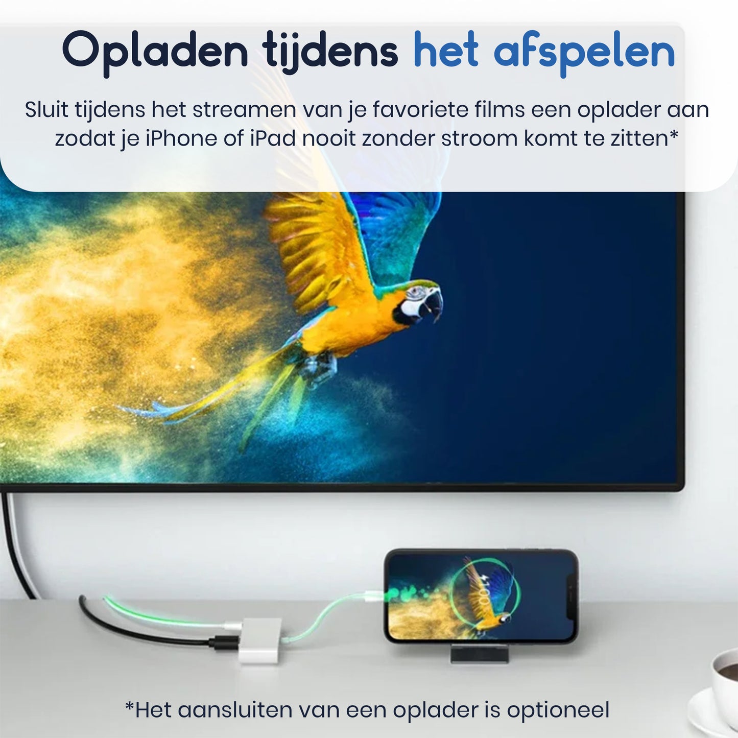Ibley Lightning naar HDMI adapter 1080p voor iPhone en iPad wit