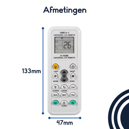 Ibley K-1028E - Universele Airco Afstandsbediening - 1000-in-1 - LCD Display - 50+ Topmerken