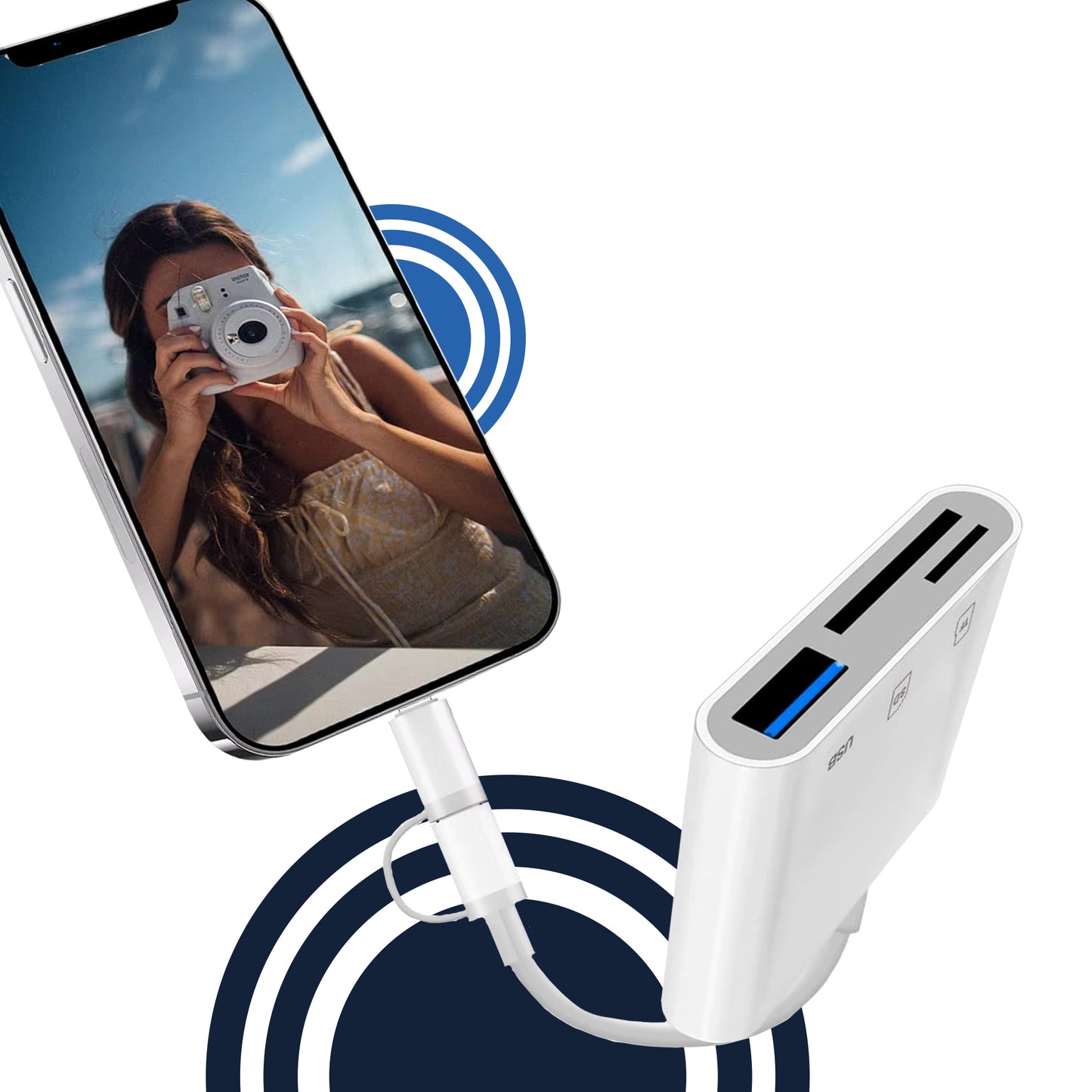 Ibley Plus 3-in-1 SD Kaartlezer - Lightning & USB-C - Micro SD/SD/USB 3.0 - iPhone & iPad & Mac