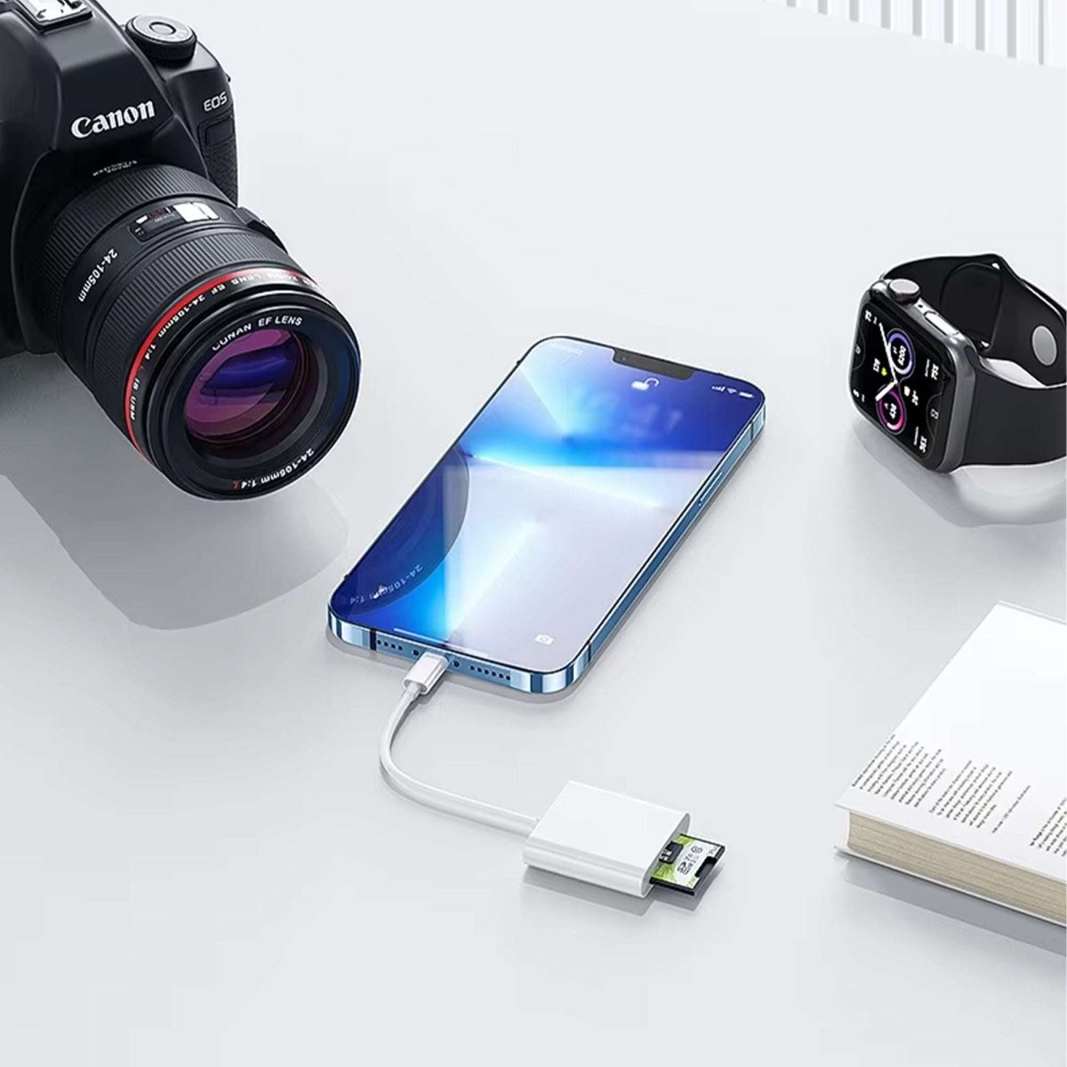 Ibley 2 - in - 1 Lightning SD/microSD kaartlezer – iPhone & iPad – Plug & Play – Wit - Ibley