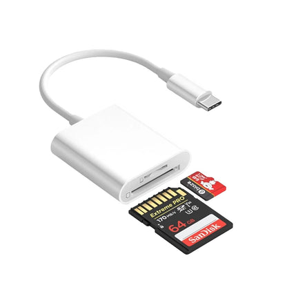 Ibley 2 - in - 1 SD & TF Kaartlezer – USB - C Adapter – Voor Smartphone, Tablet & Laptop - Ibley