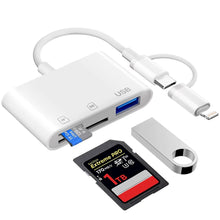 Ibley 3 - in - 1 SD Kaartlezer - Lightning & USB - C - Micro SD/SD/USB 3.0 - iPhone & iPad & Mac - Ibley
