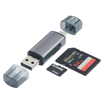 Ibley 3 - in - 1 USB - C & USB - A SD Kaartlezer – Voor SD, microSD – Compatibel met Windows, Mac, Android, iOS - Ibley