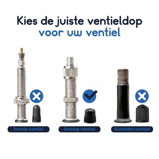 Ibley 4 fietsventieldoppen geschikt voor Hollands/Dunlop ventiel - Kunststof ventieldoppen - Fiets ventieldop - Stadsfiets ventiel - Zwart - Ibley