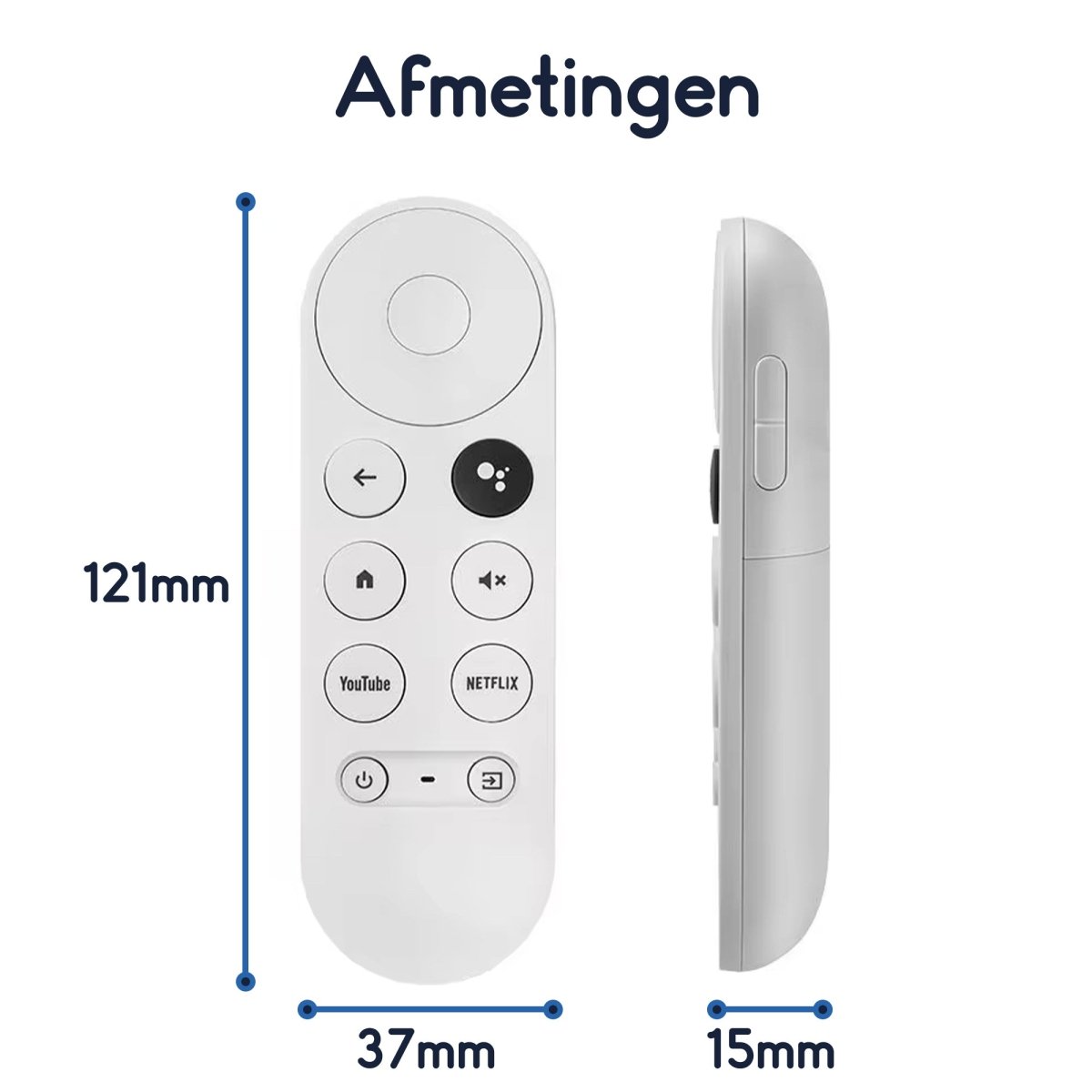 Ibley Afstandsbediening geschikt voor Google Chromecast HD/4K wit - Afstandsbediening - Remote control - Chromecast met Google TV - Chromecast 2020 en nieuwer - Ibley