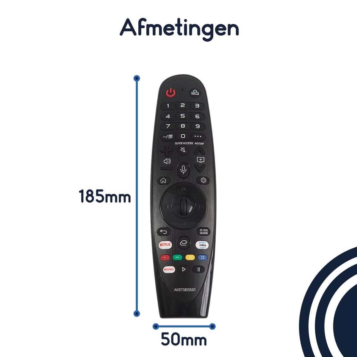 Ibley Afstandsbediening geschikt voor LG AKB75855501 - Geschikt voor OLED, NanoCell & 4K UHD Smart TV’s - Ibley