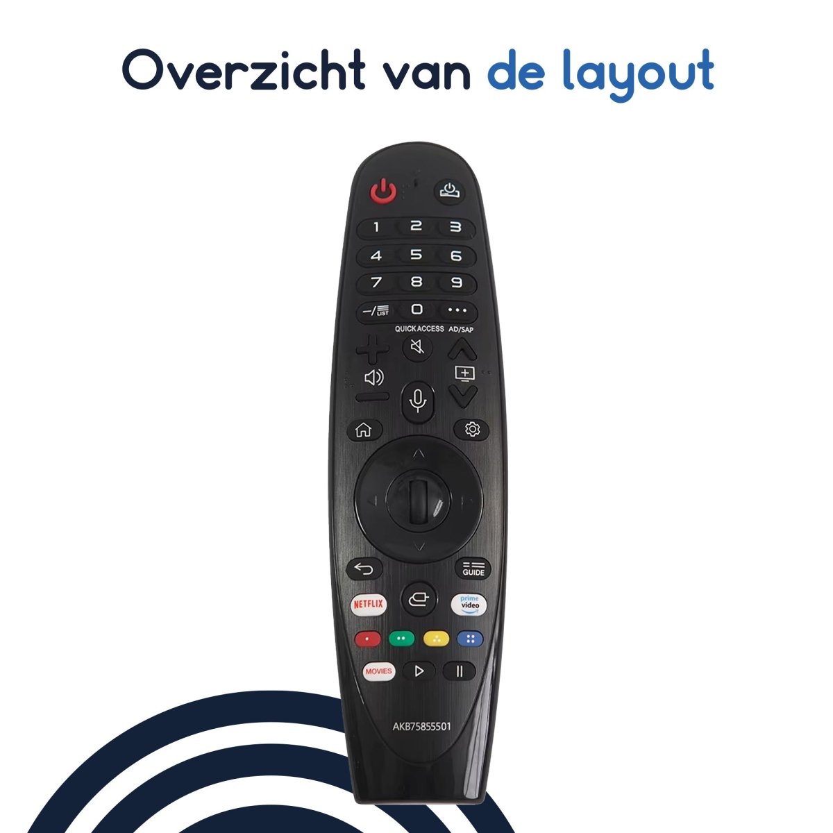 Ibley Afstandsbediening geschikt voor LG AKB75855501 - Geschikt voor OLED, NanoCell & 4K UHD Smart TV’s - Ibley