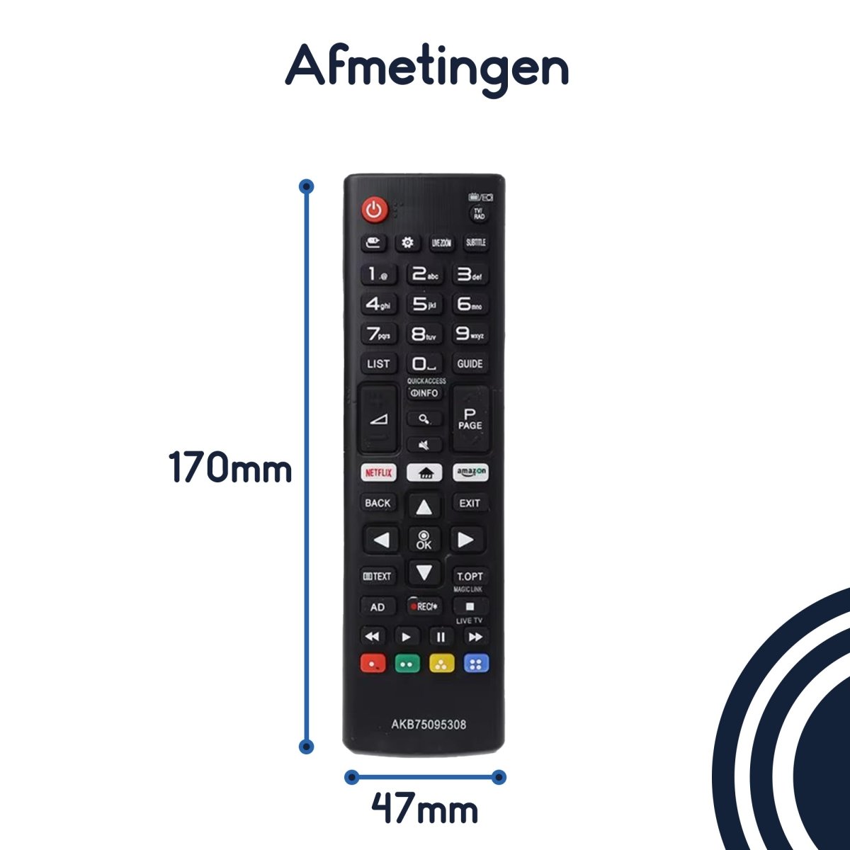 Ibley Afstandsbediening - Vervanging LG AKB75095308 - Universeel geschikt voor LG TV’s - Ibley