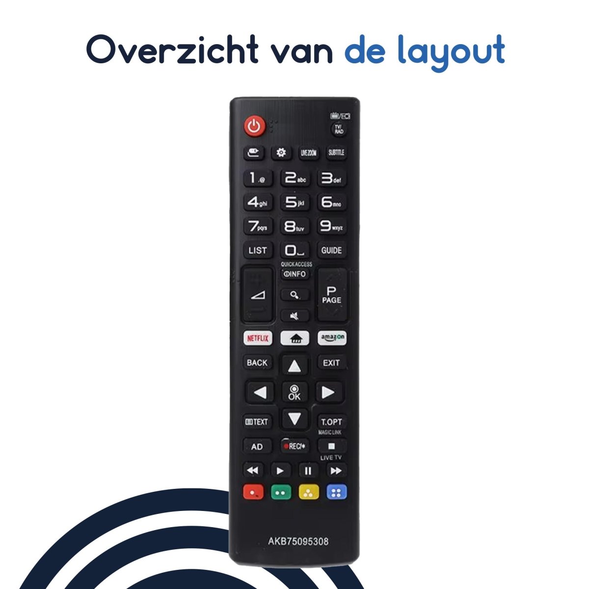 Ibley Afstandsbediening - Vervanging LG AKB75095308 - Universeel geschikt voor LG TV’s - Ibley