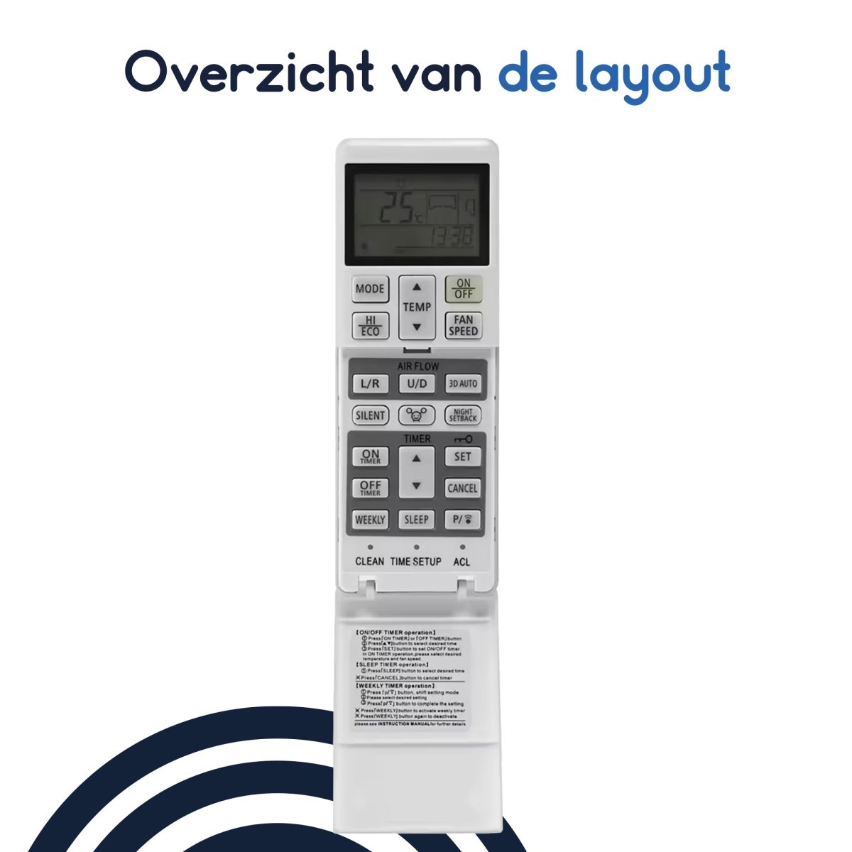 Ibley Airco Afstandsbediening - Geschikt voor Mitsubishi - RLA502A700B - Direct Gebruiksklaar - Ibley