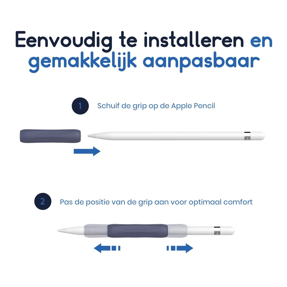 Ibley Anti - slip grip voor Apple Pencil 1/2/Pro zwart - Siliconen grip - Ergonomische grip huls - Extra bescherming - 1 stuk - Ibley