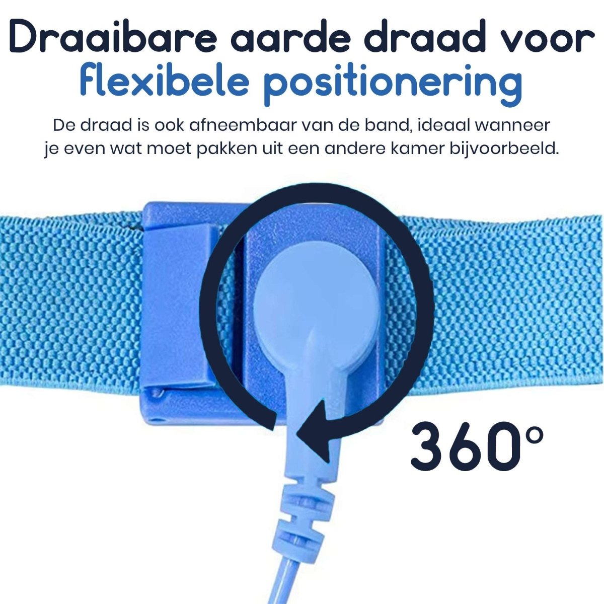 Ibley Antistatische ESD polsband blauw - Statische ontlading - Reparatie armband - Voor gevoelige elektronica - Ibley