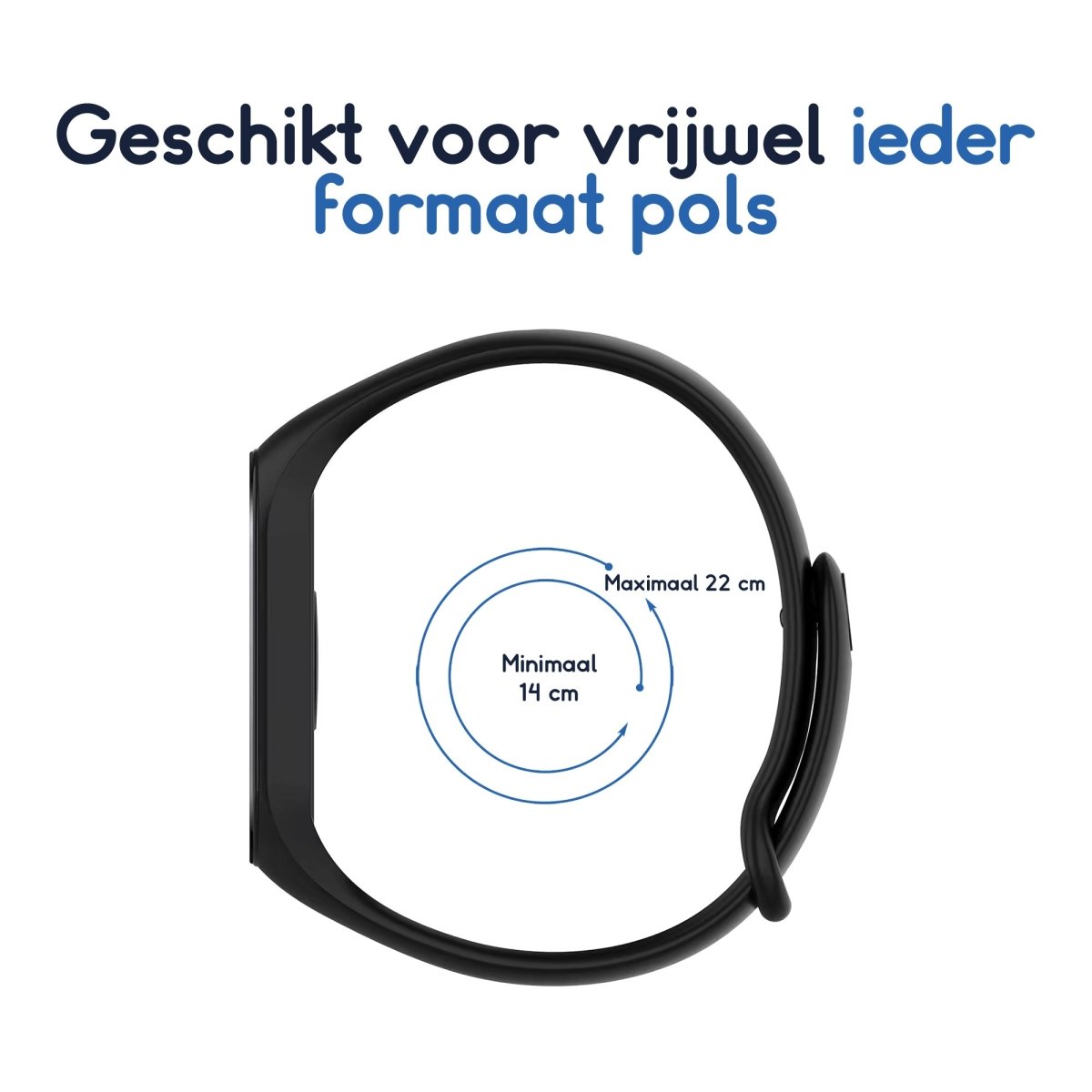 Ibley Bandje voor Xiaomi Mi Band 5/6/7 zwart - Siliconen band - Drukknoop sluiting - Vervangend horlogebandje - Ibley