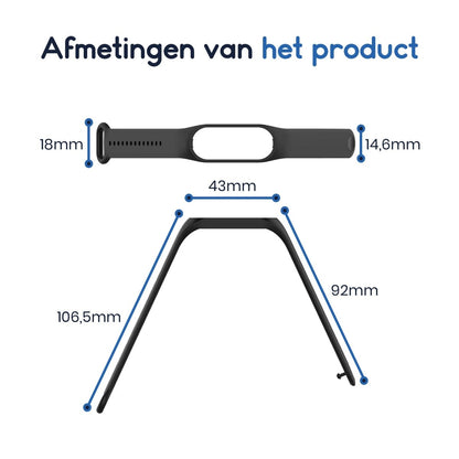 Ibley Bandje voor Xiaomi Mi Band 5/6/7 zwart - Siliconen band - Drukknoop sluiting - Vervangend horlogebandje - Ibley