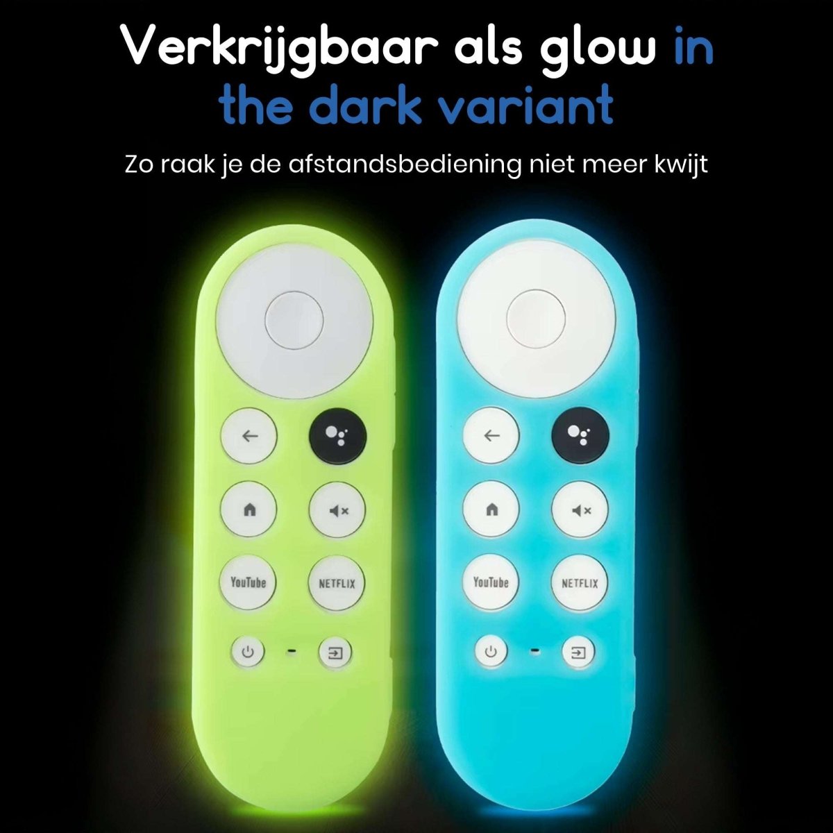 Ibley Beschermhoes voor Chromecast HD/4K Afstandsbediening (2020 en nieuwer) – Glow in the dark Groen/Geel – Siliconen Remote Case - Ibley