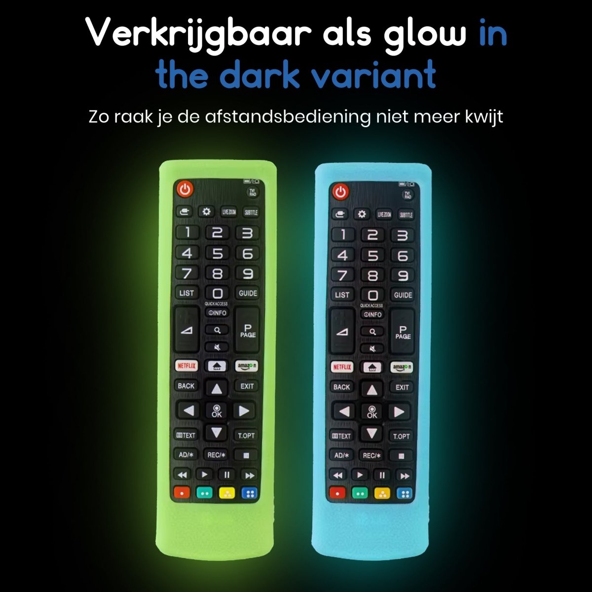 Ibley Beschermhoes voor LG AKB76037605/AKB75095308 afstandsbediening – Glow in the dark blauw – Siliconen Remote Case - Ibley