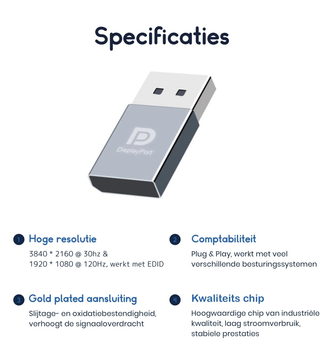 Ibley Displayport Dummy plug Grijs - Display emulator - 4K@30hz - 1080p@120hz - Virtuele display adapter - Emulator - Ibley