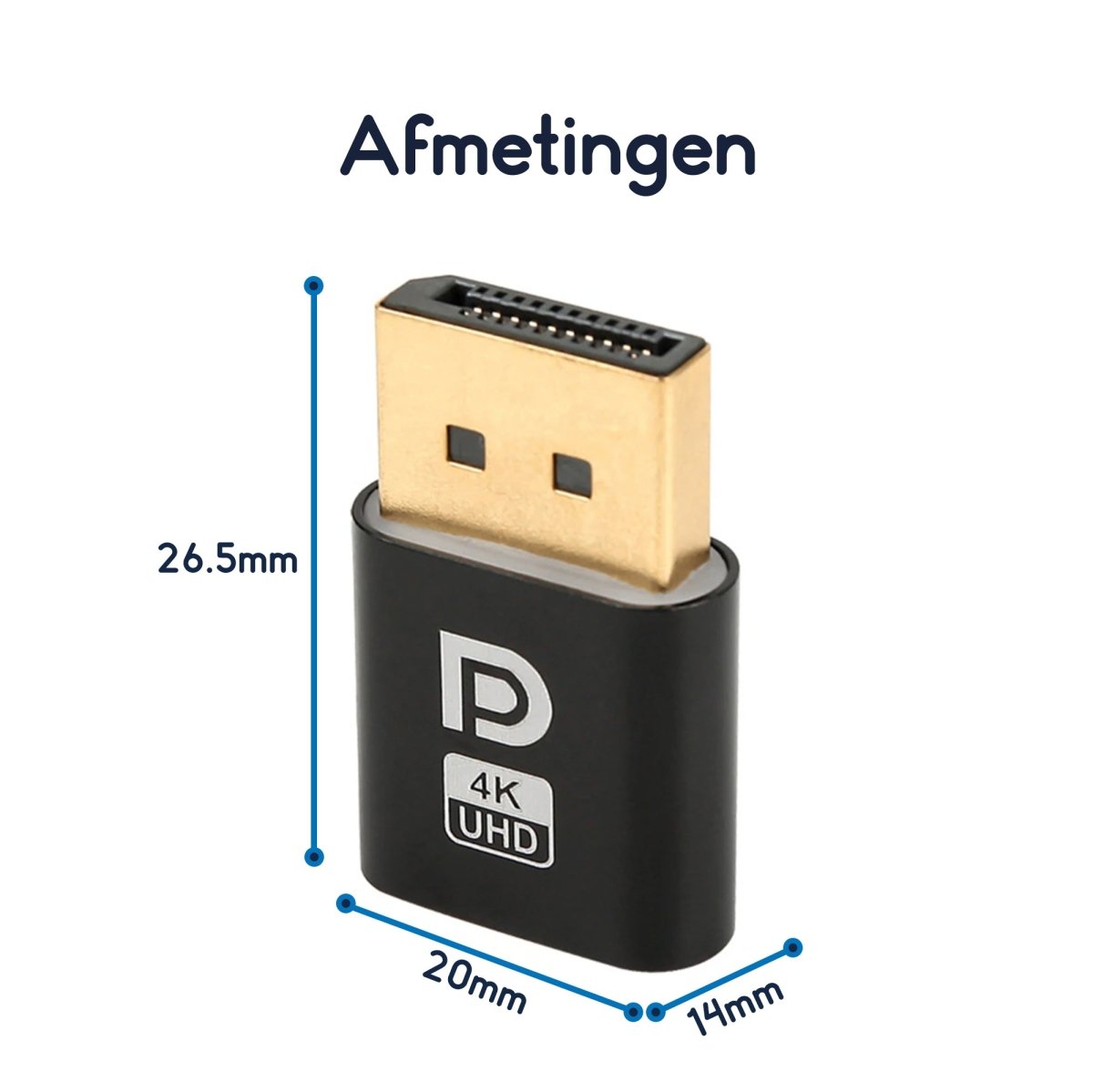 Ibley Displayport Dummy plug Zwart - Display emulator - 4K@30hz - 1080p@120hz - Virtuele display adapter - Emulator - Ibley
