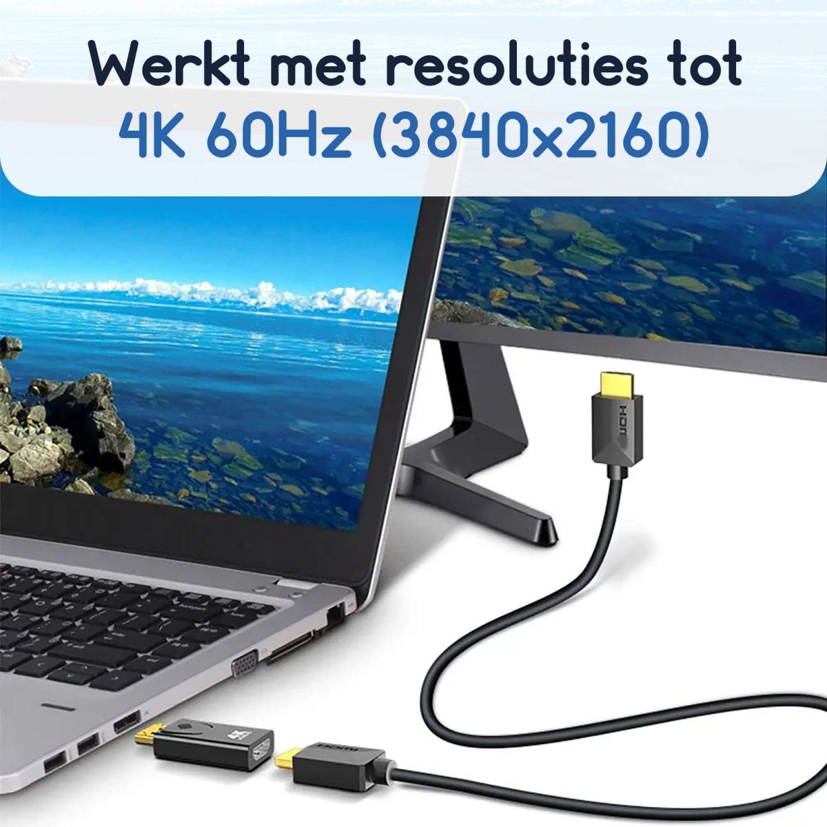 Ibley DisplayPort naar HDMI adapter – 4K@60Hz – 1080P@480Hz – Plug & Play converter - Ibley