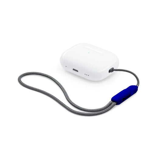 Ibley Draagkoord voor Apple AirPods Pro (2e & 3e generatie) - AirPods Pro 2/3 Lanyard - Draaglus - Draagriem - Geïntegreerde clip - AirPods Case Accessoires - Grijs met blauwe clip - Ibley