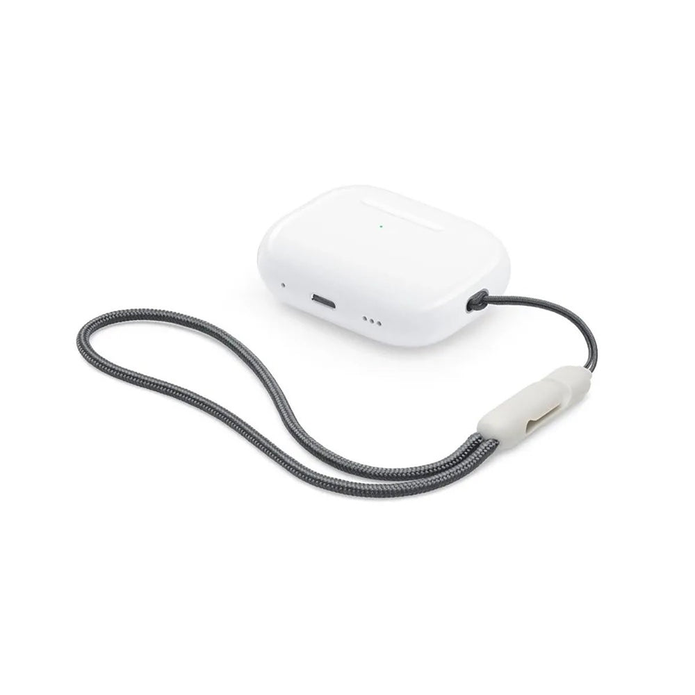 Ibley Draagkoord voor Apple AirPods Pro (2e & 3e generatie) - AirPods Pro 2/3 Lanyard - Draaglus - Draagriem - Geïntegreerde clip - AirPods Case Accessoires - Grijs met Crème clip