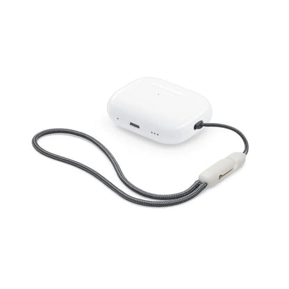 Ibley Draagkoord voor Apple AirPods Pro (2e & 3e generatie) - AirPods Pro 2/3 Lanyard - Draaglus - Draagriem - Geïntegreerde clip - AirPods Case Accessoires - Grijs met Crème clip - Ibley