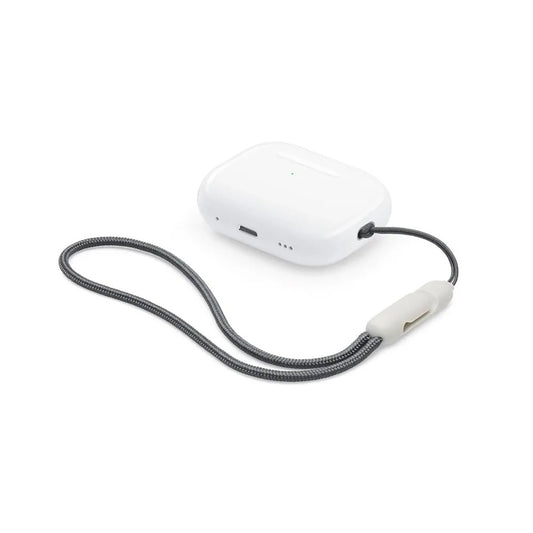 Ibley Draagkoord voor Apple AirPods Pro (2e & 3e generatie) - AirPods Pro 2/3 Lanyard - Draaglus - Draagriem - Geïntegreerde clip - AirPods Case Accessoires - Grijs met Crème clip - Ibley