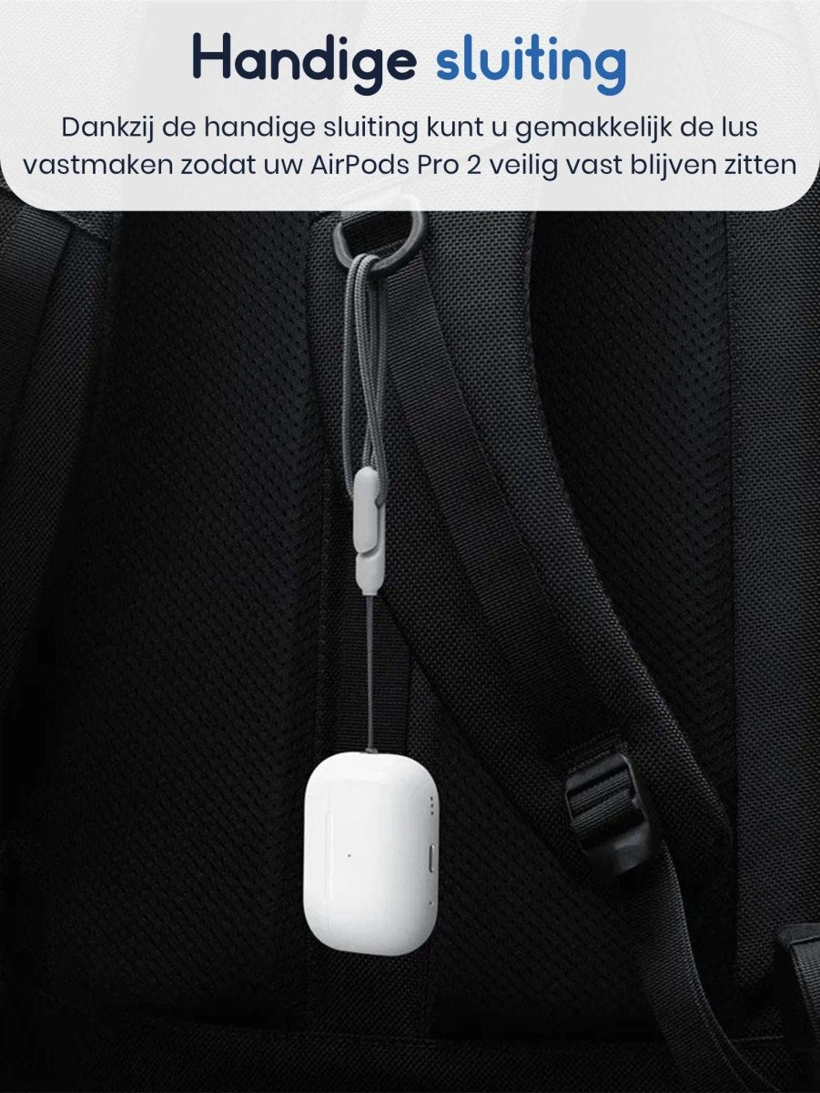 Ibley Draagkoord voor Apple AirPods Pro (2e & 3e generatie) - AirPods Pro 2/3 Lanyard - Draaglus - Draagriem - Geïntegreerde clip - AirPods Case Accessoires - Grijs met Crème clip - Ibley