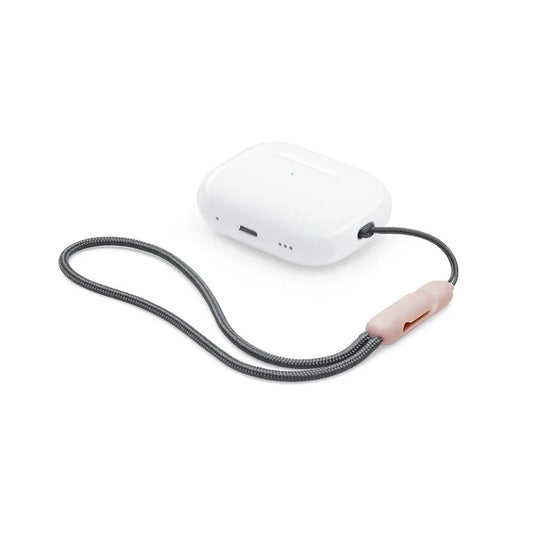 Ibley Draagkoord voor Apple AirPods Pro (2e & 3e generatie) - AirPods Pro 2/3 Lanyard - Draaglus - Draagriem - Geïntegreerde clip - AirPods Case Accessoires - Grijs met roze clip - Ibley