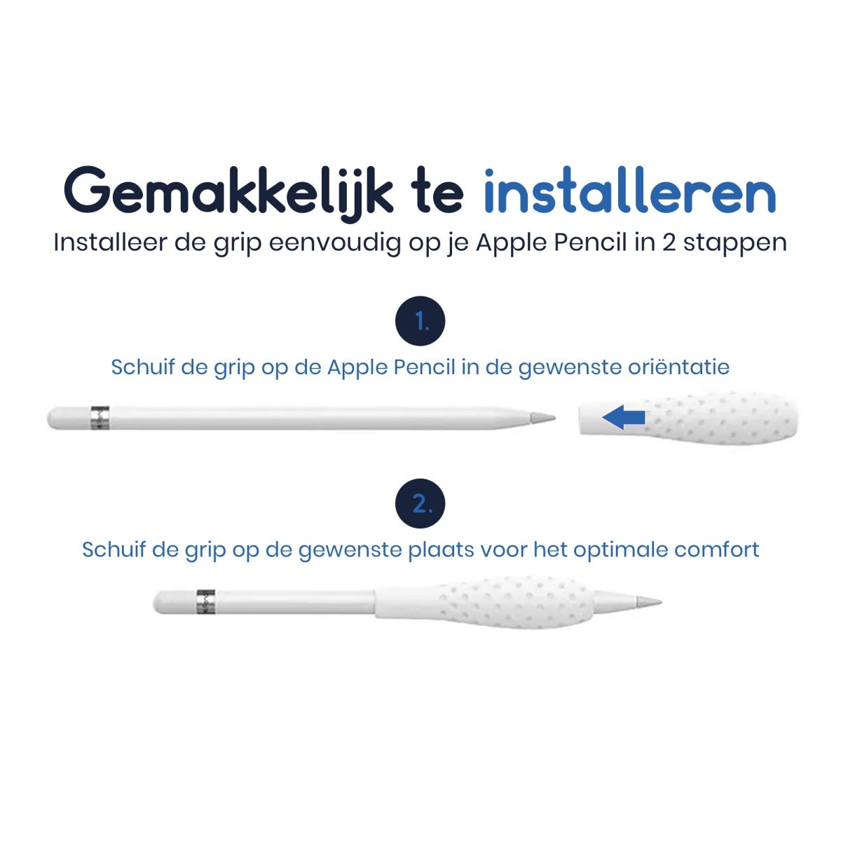 Ibley Ergonomische pencil grip voor Apple Pencil 1/2 roze - Siliconen grip - Grip huls - 1 stuk - Ibley