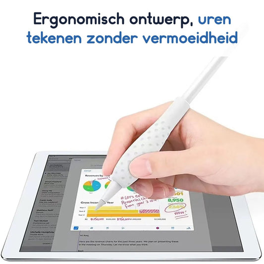Ibley Ergonomische pencil grip voor Apple Pencil 1/2 zwart - Siliconen grip - Grip huls - 1 stuk - Ibley