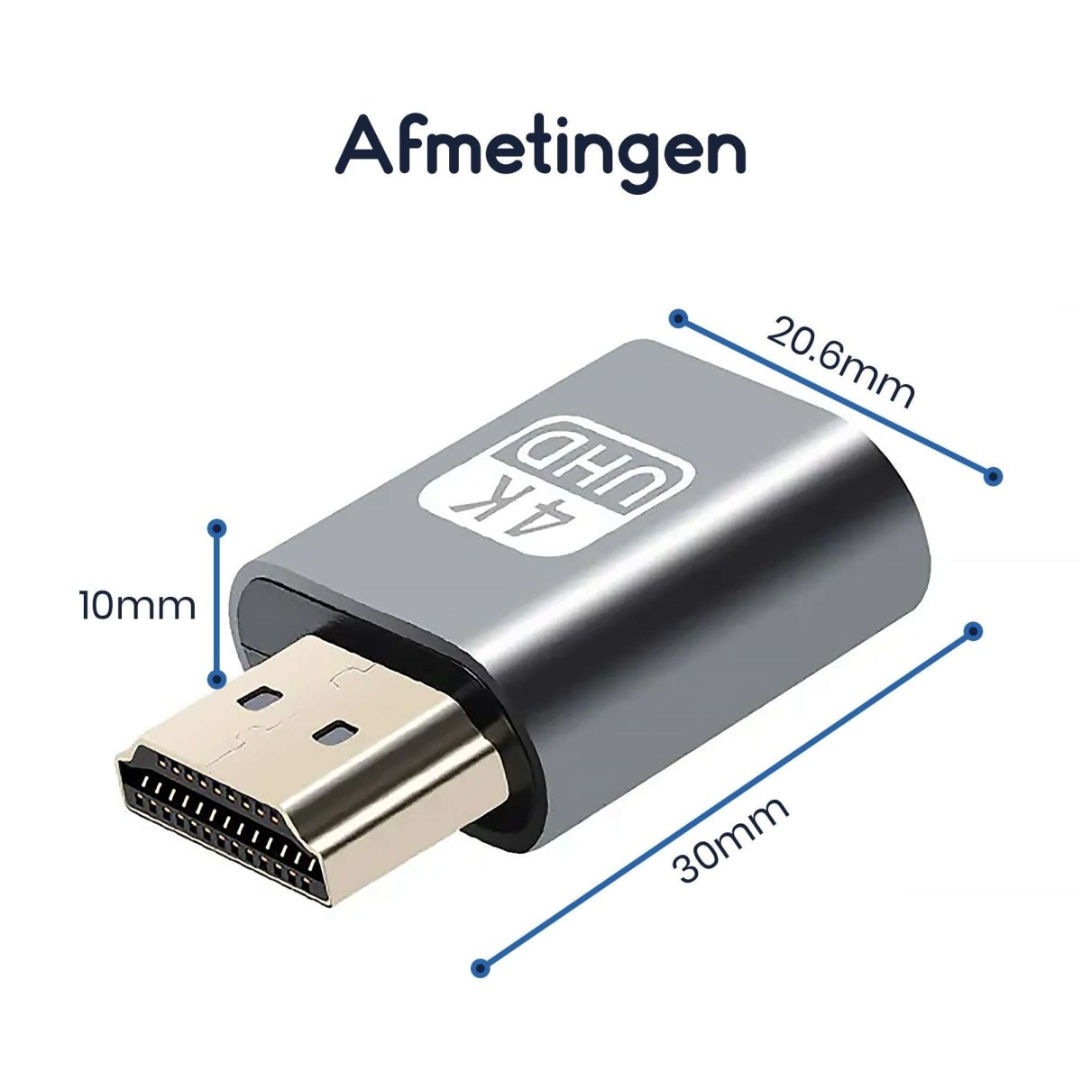 Ibley HDMI Dummy plug Grijs - Display emulator - Versie 2.0 - 4K@60hz - 1080p@120hz - Ibley