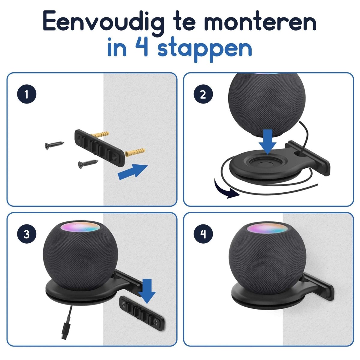 Ibley Houder voor Apple HomePod Mini Wit - Wandhouder - Wandsteun - Stopcontact houder - Ophang beugel - Muurbeugel - HomePod Mini accessoires - Ibley