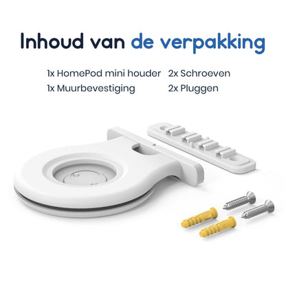 Ibley Houder voor Apple HomePod Mini Wit - Wandhouder - Wandsteun - Stopcontact houder - Ophang beugel - Muurbeugel - HomePod Mini accessoires - Ibley