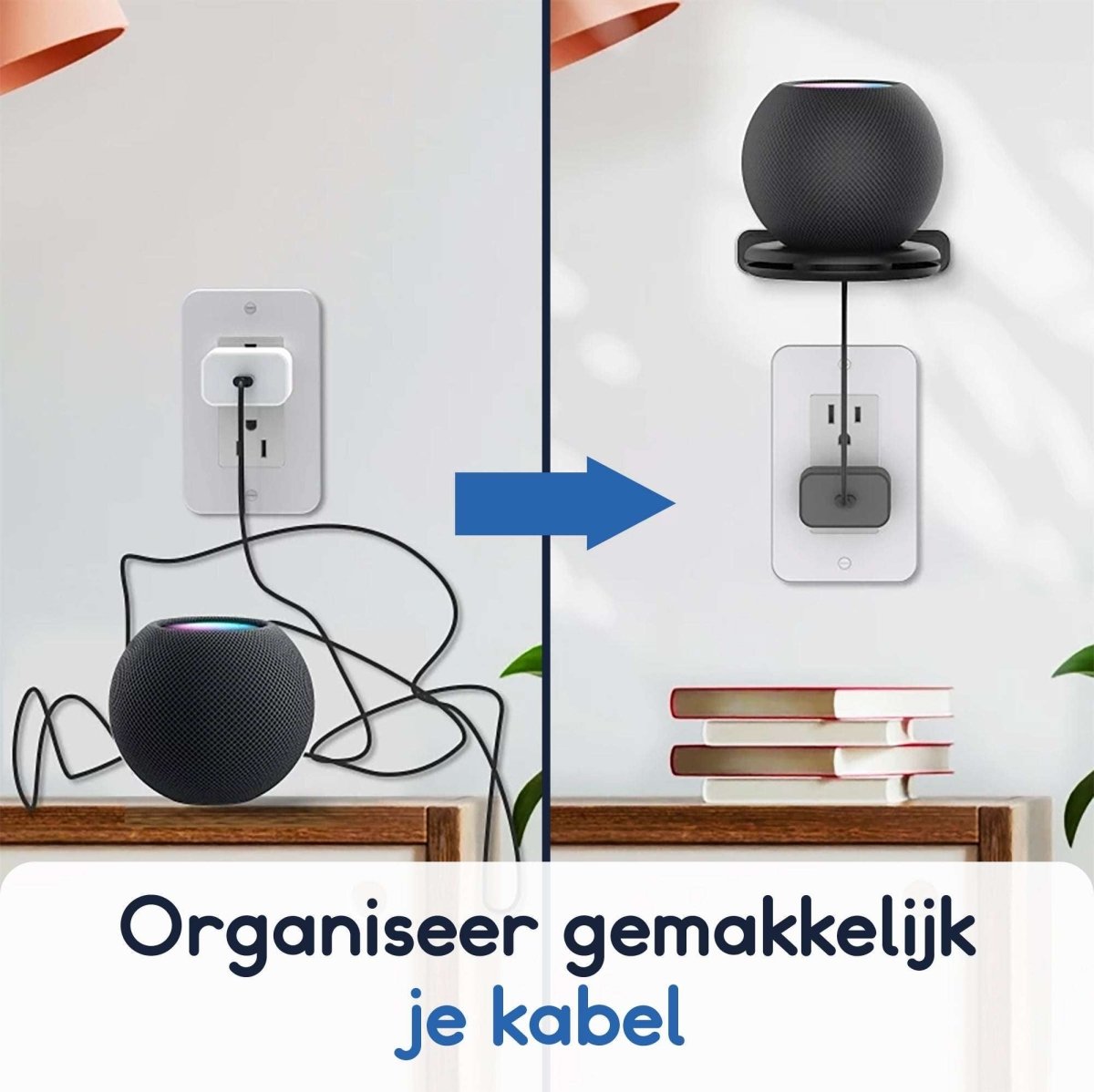 Ibley Houder voor Apple HomePod Mini Zwart - Wandhouder - Wandsteun - Stopcontact houder - Ophang beugel - Muurbeugel - HomePod Mini accessoires - Ibley
