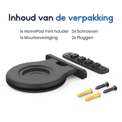 Ibley Houder voor Apple HomePod Mini Zwart - Wandhouder - Wandsteun - Stopcontact houder - Ophang beugel - Muurbeugel - HomePod Mini accessoires - Ibley