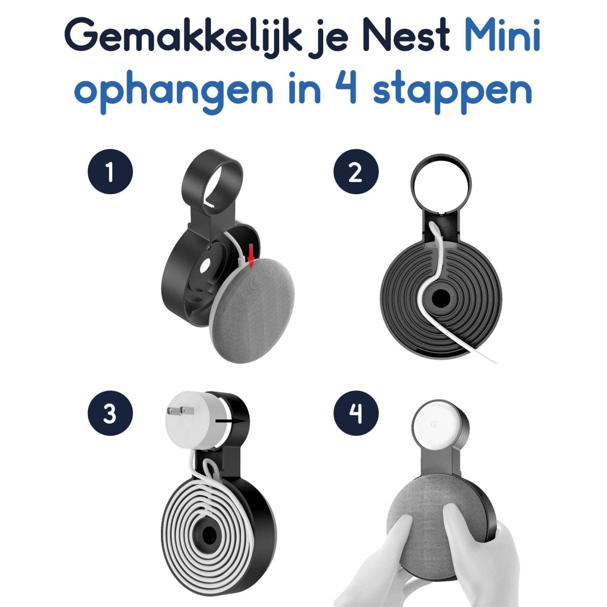 Ibley Houder voor Google Nest Mini wit - Luidsprekerstandaard - Nest Mini wandhouder stopcontact - Ibley