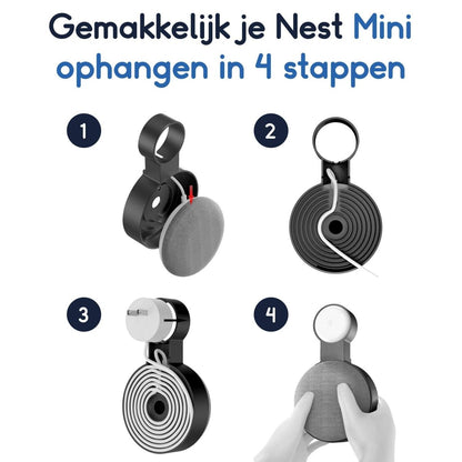 Ibley Houder voor Google Nest Mini wit - Luidsprekerstandaard - Nest Mini wandhouder stopcontact - Ibley