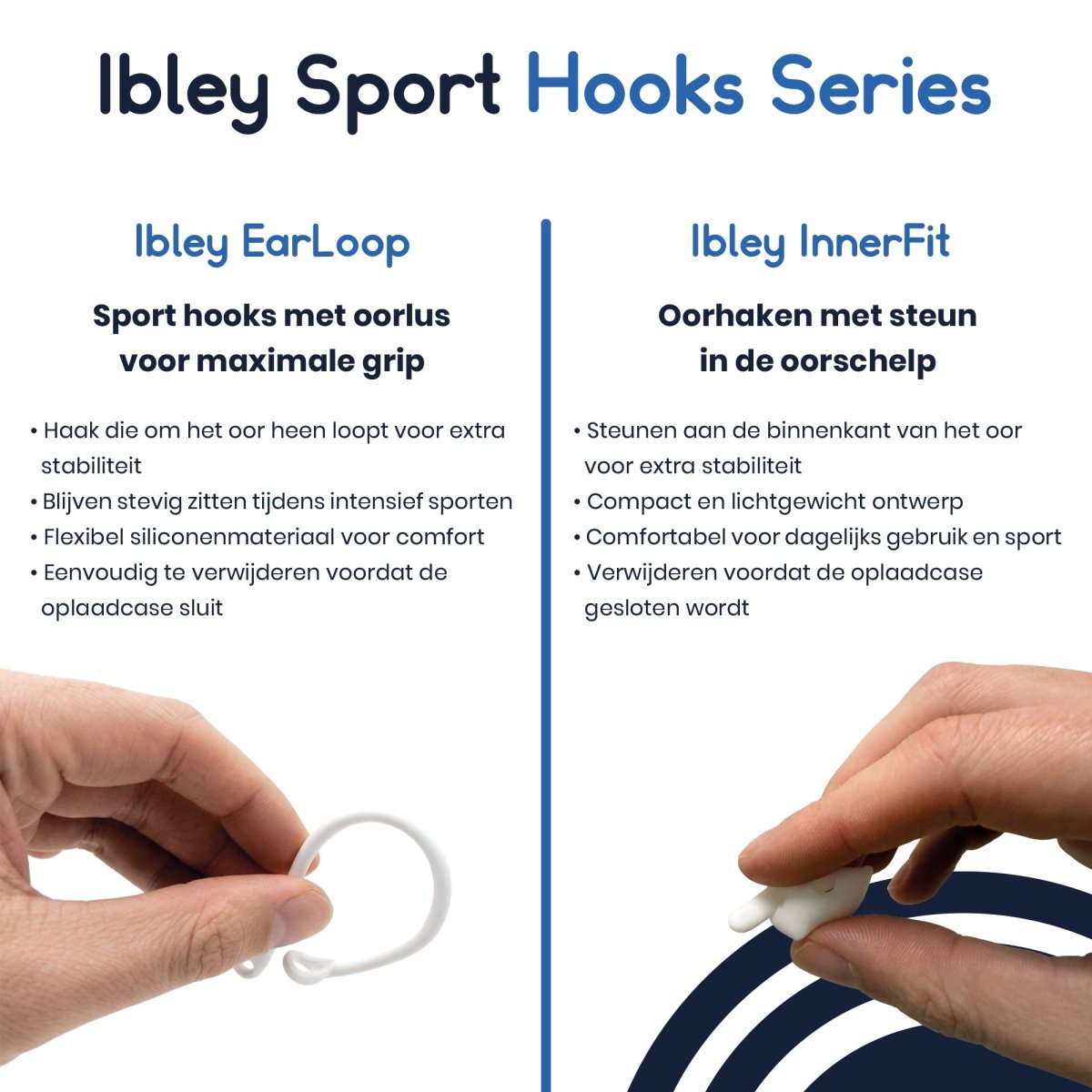Ibley InnerFit Oorhaken voor Galaxy Buds 3 Pro - Siliconen Sport Hooks - Set van 2 - Wit - Zweetbestendig - Ibley