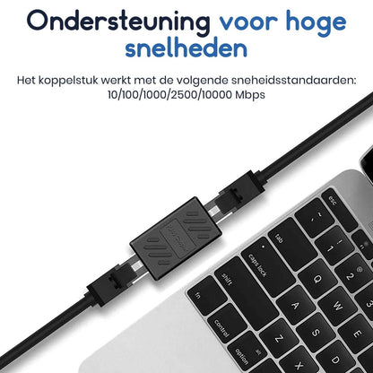 Ibley LAN netwerk internetkabel koppelstuk geel - RJ45 verlengstuk - UTP kabel koppelstuk - Ethernet female to female adapter - 10/100/1000/2500/10000 Mbps - CAT7 - Ibley