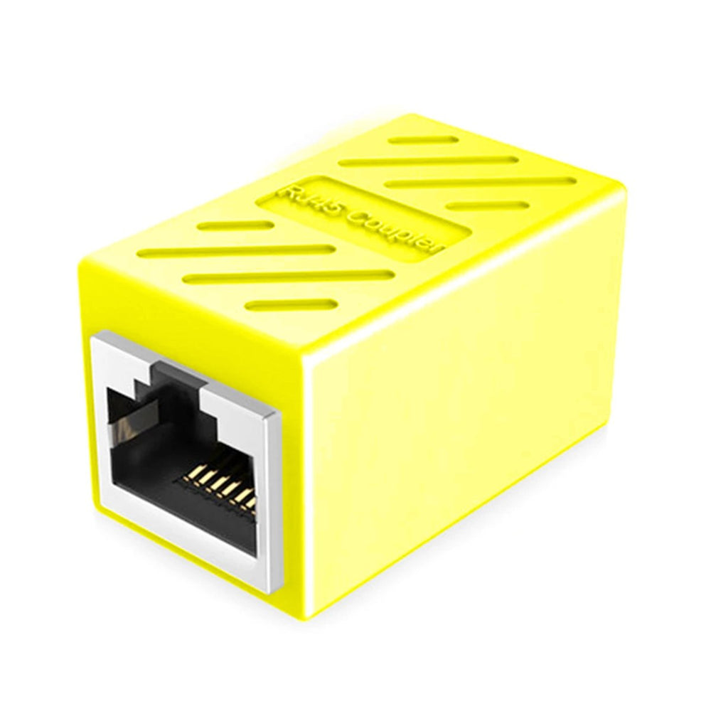 Ibley LAN netwerk internetkabel koppelstuk geel - RJ45 verlengstuk - UTP kabel koppelstuk - Ethernet female to female adapter - 10/100/1000/2500/10000 Mbps - CAT6A