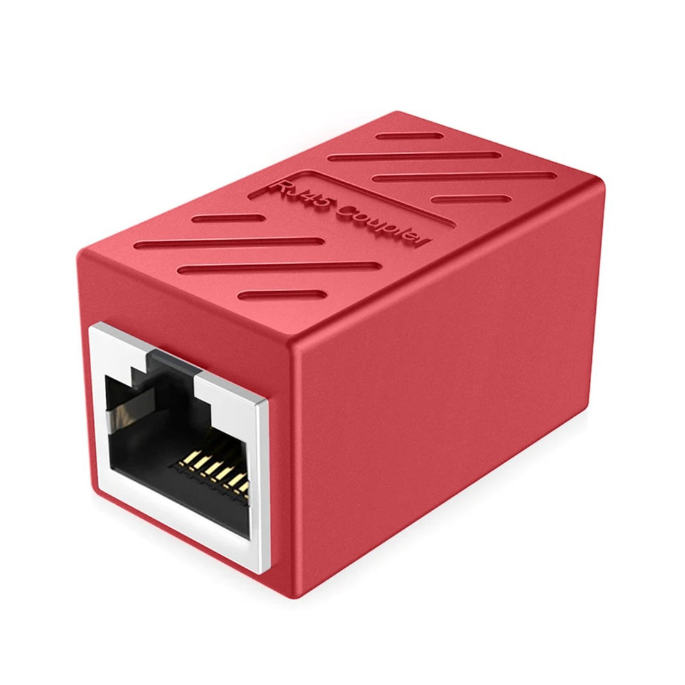 Ibley LAN netwerk internetkabel koppelstuk rood - RJ45 verlengstuk - UTP kabel koppelstuk - Ethernet female to female adapter - 10/100/1000/2500/10000 Mbps - CAT6A