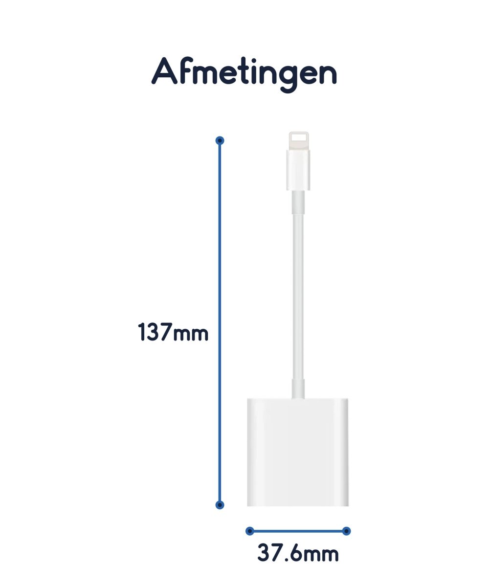 Ibley Lightning 3 in 1 SD kaartlezer wit voor iPhone en iPad - Cardreaders - Micro SD en SD kaartlezer - Oplaadpoort - Micro SD/SD/TF - Lightning aansluiting - Plug & Play - Ibley