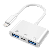 Ibley Lightning 3 in 1 USB 3.0 Camera adapter Wit - Geschikt voor iPhone en iPad - Plug & Play - IOS USB adapter - Met oplaadpoort - Ibley