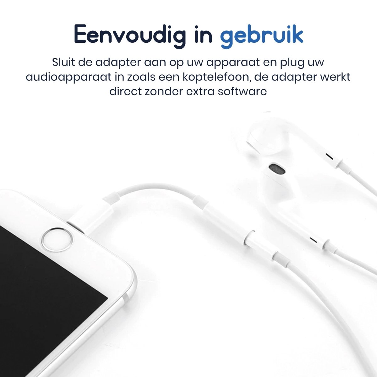 Ibley Lightning naar 3.5mm mini jack adapter wit - Audioadapter - Lightning naar AUX adapter - iPhone & iPad hoofdtelefoonaansluiting - Ibley