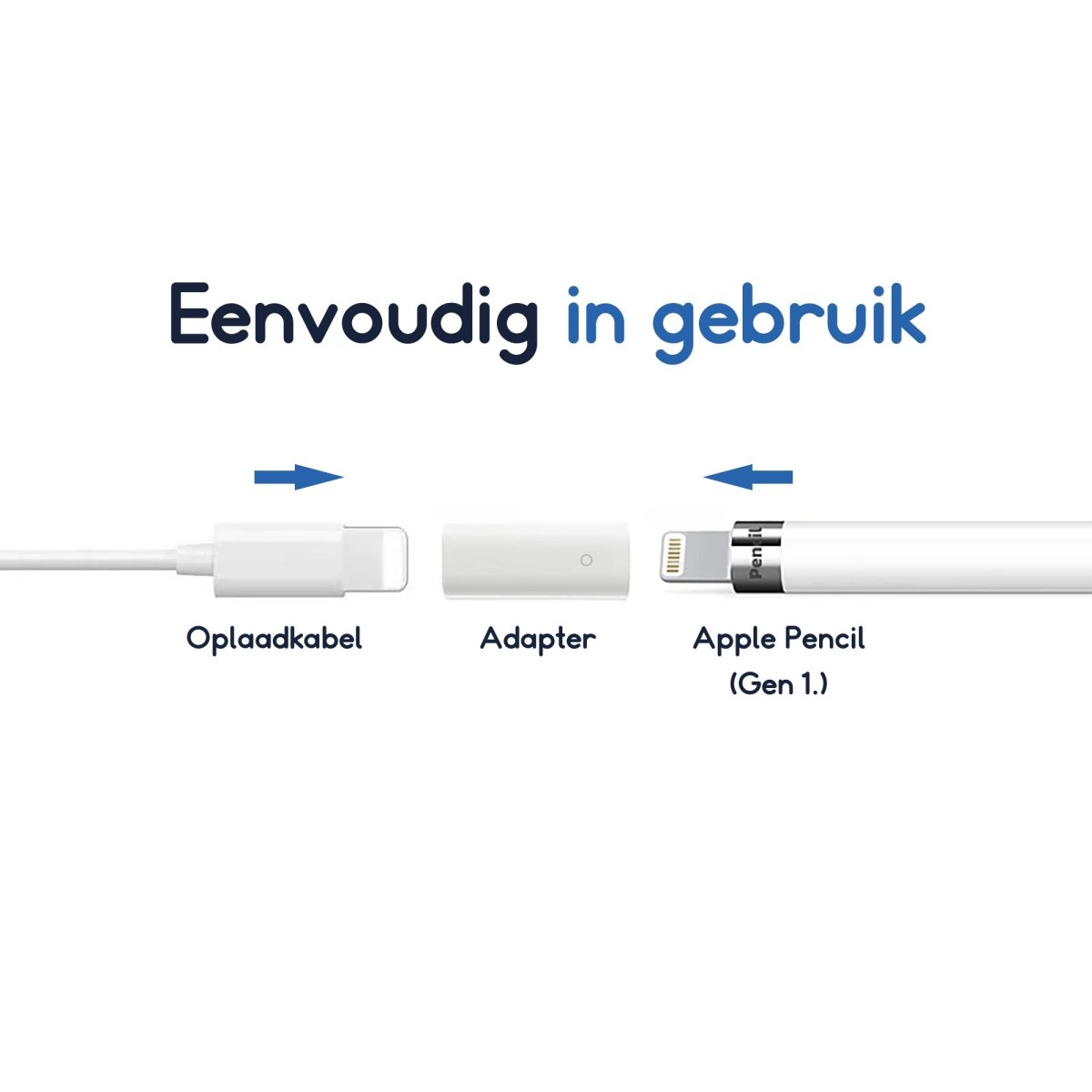 Ibley Lightning naar Apple Pencil adapter converter - Apple Pencil oplaadstuk - Oplaadadapter - Geschikt voor Apple Pencil (1e generatie) - Wit - Ibley